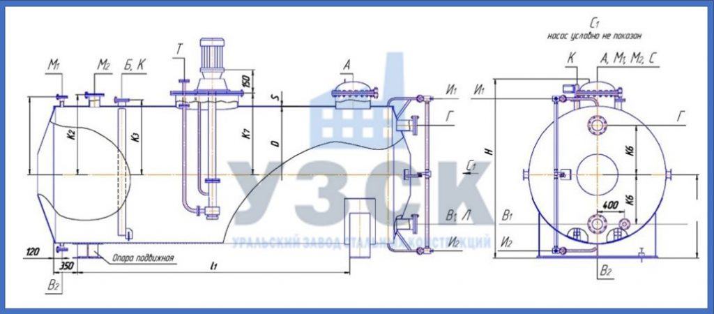 Чертеж емкости ГКК в Ижевске